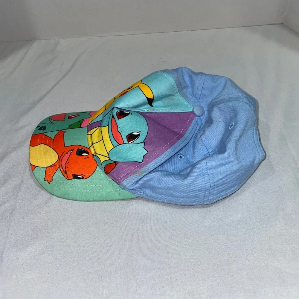 Pokemon Kids Youth Hat Pikachu Squirtle Bulbasaur Charmander Blue Baseball Cap